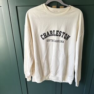 Charleston SC yellow pullover sweatshirt womens large Rainbow Row Souvenir Light